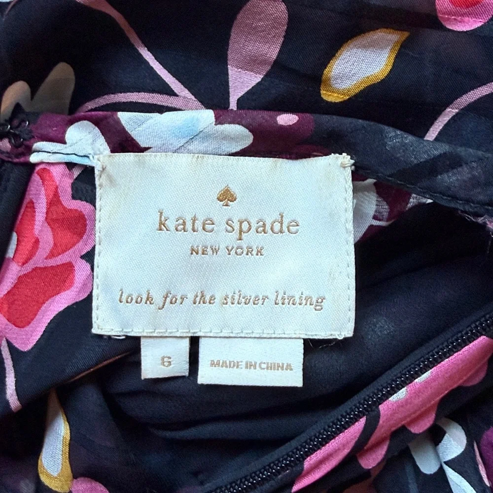 Kate Spade Casa Floral Silk Midi Dress